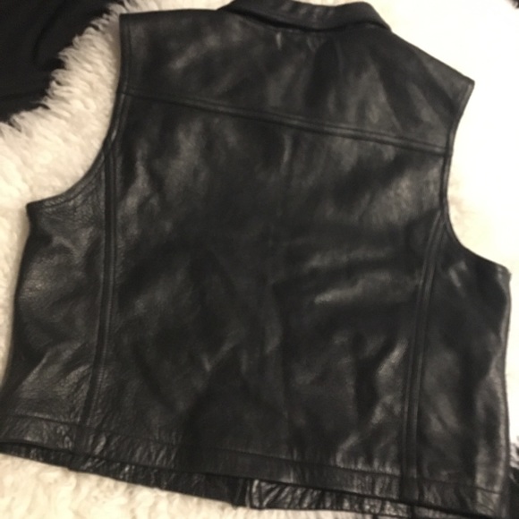 Quality Black Leather Zip-front Vest EUC sz L - Picture 2 of 8